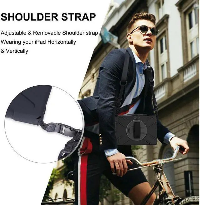 Alt view image 7 of 7 - BONAEVER For Microsoft Surface Pro X 13 inch Case Shockproof Protective Cover with Pen Holder Hand Strap Rotating Stand and Shoulder Strap