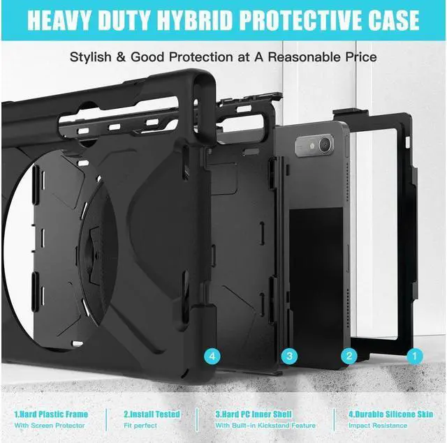 Alt view image 6 of 7 - BONAEVER Case for Lenovo Tab P11 Pro 2nd Gen 11.2 inch 2022 Model TB-132FU TB-138FC with Pencil Holder Stand and & Shoulder Strap Protective Cover
