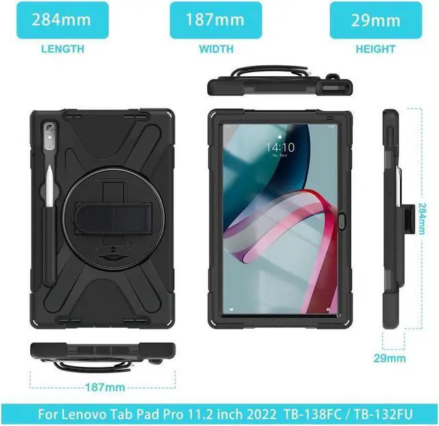 Alt view image 7 of 7 - BONAEVER Case for Lenovo Tab P11 Pro 2nd Gen 11.2 inch 2022 Model TB-132FU TB-138FC with Pencil Holder Stand and & Shoulder Strap Protective Cover