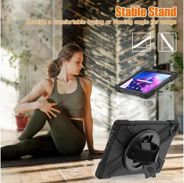 Alt view image 2 of 7 - BONAEVER Case for Lenovo Tab M10 3rd Gen 10.1 inch 2022 Model TB-328FU TB-328XU with Pencil Holder Stand and & Shoulder Strap Protective Cover