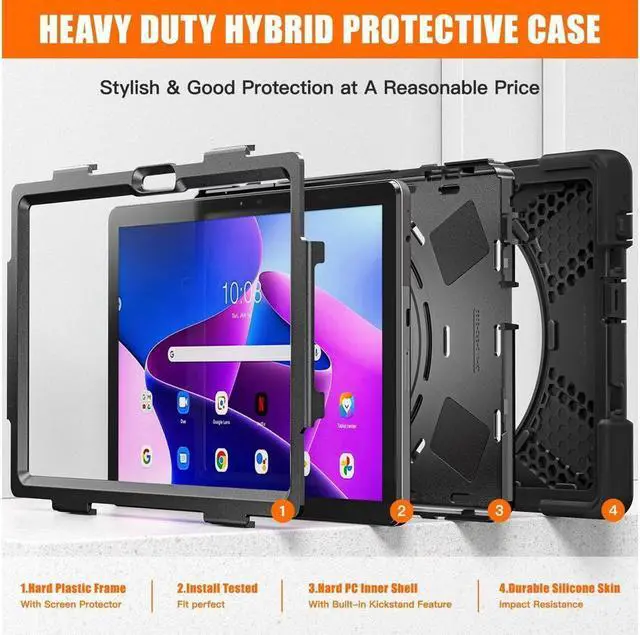 Alt view image 7 of 7 - BONAEVER Case for Lenovo Tab M10 3rd Gen 10.1 inch 2022 Model TB-328FU TB-328XU with Pencil Holder Stand and & Shoulder Strap Protective Cover