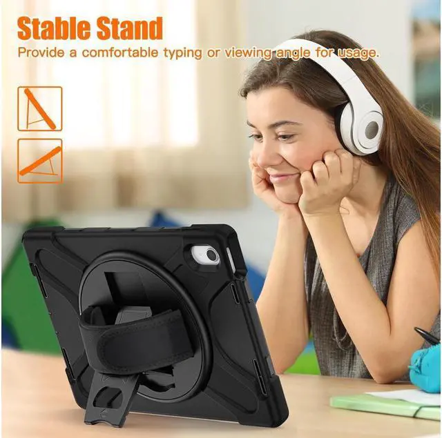 Alt view image 2 of 7 - BONAEVER For iPad (A16) 11th Generation 11 Inch 2025, iPad 10th Generation 10.9 inch 2022 Shockproof Cover with Pencil Holder Shoulder Strap Stand