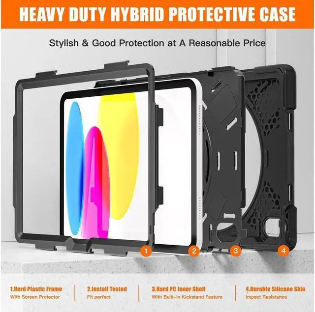 Alt view image 5 of 7 - BONAEVER For iPad (A16) 11th Generation 11 Inch 2025, iPad 10th Generation 10.9 inch 2022 Shockproof Cover with Pencil Holder Shoulder Strap Stand
