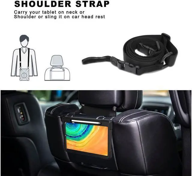 Alt view image 4 of 7 - BONAEVER Case for Huawei MatePad Pro 10.8 Inch Shockproof Rugged Protective Cover with Stand and / Pencil Holder / Hand Strap / Shoulder Strap