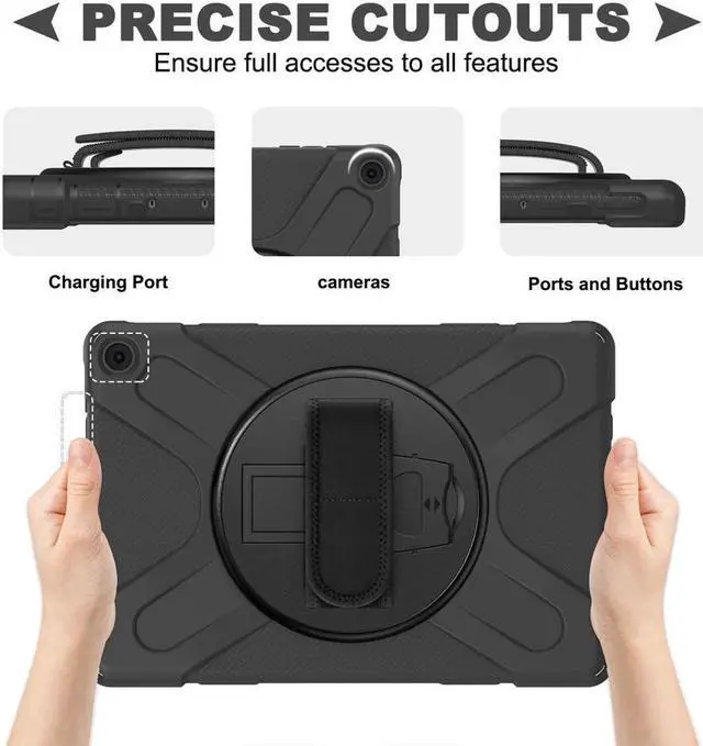 Alt view image 2 of 7 - BONAEVER For Amazon Kindle Fire HD 10 / Fire HD 10 Plus 11th Generation 2021 Case Shockproof Cover with Pencil Holder Stand and & Shoulder Strap