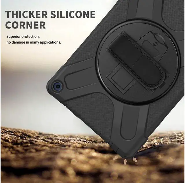 Alt view image 5 of 7 - BONAEVER For Amazon Kindle Fire HD 10 / Fire HD 10 Plus 11th Generation 2021 Case Shockproof Cover with Pencil Holder Stand and & Shoulder Strap