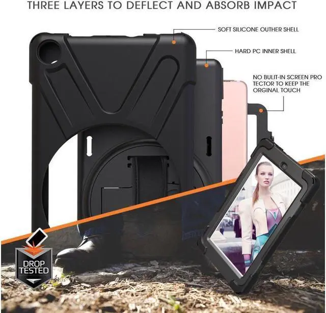 Alt view image 6 of 7 - BONAEVER For Amazon Fire 7 2017 7th Generation Case Shockproof Cover Protective Cover With Stand and Strap Shoulder Strap
