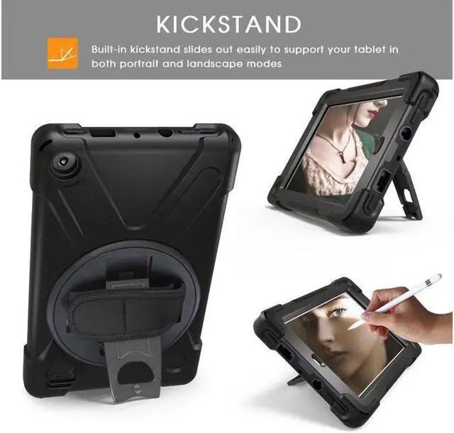 Alt view image 2 of 7 - BONAEVER For Amazon Fire HD 8 Case 2018 / 2017 Released - 8th / 7th Generation Protective Cover Stand and Strap Shoulder Strap