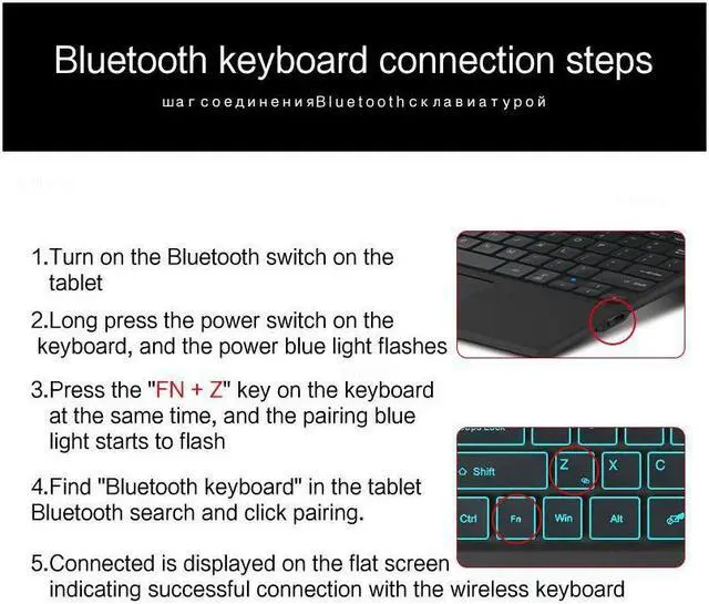 Alt view image 6 of 7 - BONAEVER Type Cover for 13 Inch Microsoft Surface Pro 8 / Surface Pro X Ultra Thin Portable Wireless Bluetooth Keyboard with 7-Color Backlits Built-in Rechargeable Battery