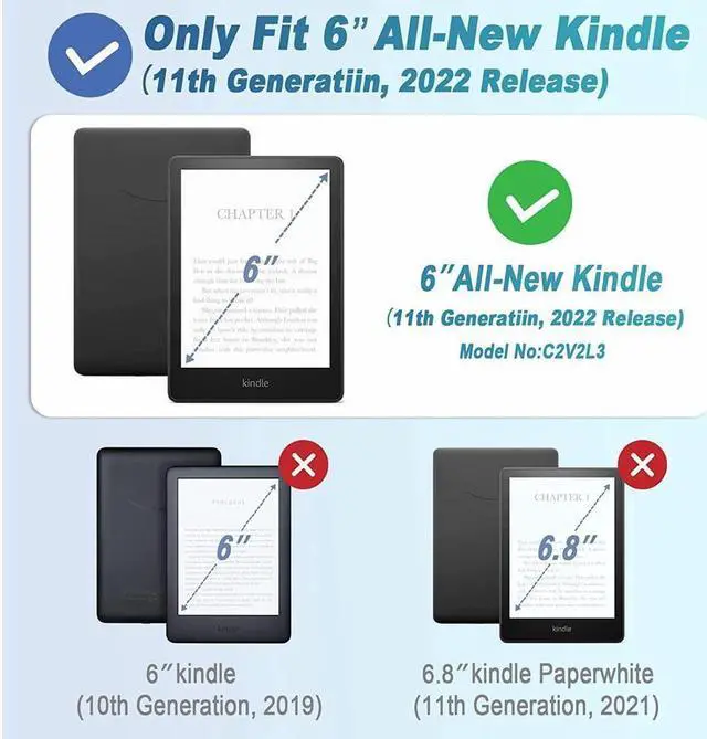 Alt view image 2 of 7 - BONAEVER Case for Kindle 11th Generation 2022 Release Ultra Thin Smart Protective Durable PU Leather Cover with Auto Sleep Wake Function with Universal Stylus Pen