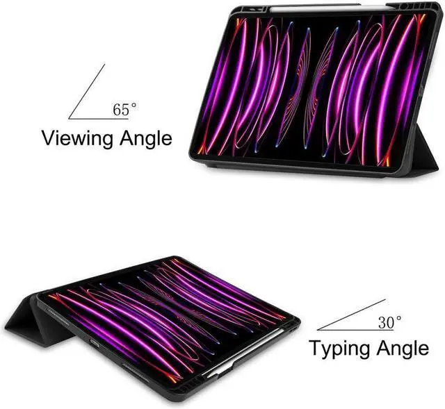 Alt view image 4 of 7 - BONAEVER For iPad Pro 12.9 Inch Case 2022 2021 2020 2018 (6th 5th 4th 3th Gen) with Pencil Holder Support 2nd Pencil Charging Slim Stand Cover with Stylus Pen