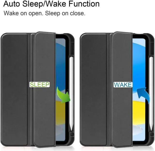 Alt view image 2 of 7 - BONAEVER Case Compatible with iPad 10th Generation 10.9 Inch 2022 with Pencil Holder Protective Stand Cover with Soft Back Auto Sleep/Wake + Universal Stylus Pen