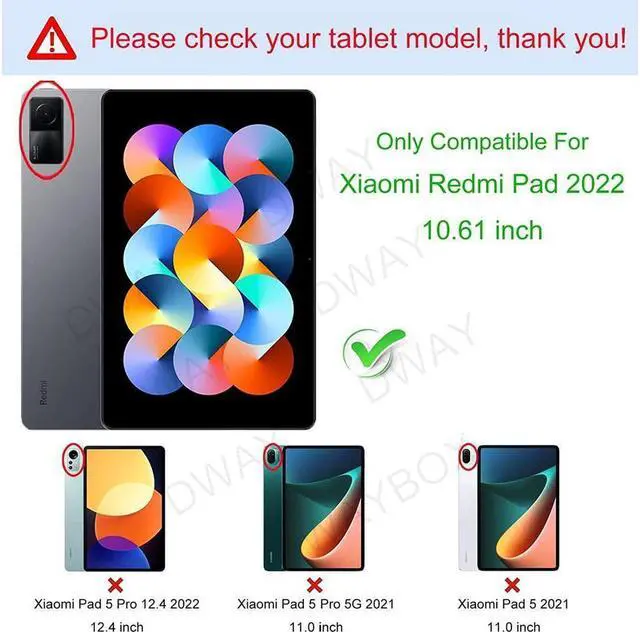 Alt view image 2 of 7 - BONAEVER Case for Xiaomi Redmi Pad 10.61 inch 2022 Tri fold Slim Auto Wake Hard Shell Smart Protective Stand Cover with Universal Stylus Pen
