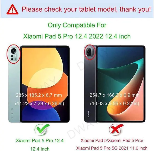 Alt view image 2 of 7 - BONAEVER Case for Xiaomi Pad 5 Pro 12.4 inch 2022 Tri fold Slim Hard Shell Smart Protective Cover with Multi-Angle Stand Universal Stylus Pen