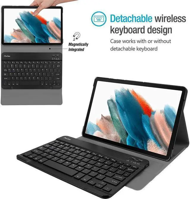 Alt view image 3 of 7 - BONAEVER Keyboard Case for Samsung Galaxy Tab A8 10.5 Inch 2022 SM-X200 X205 X207 Wireless Keyboard Cover with Pencil Holder