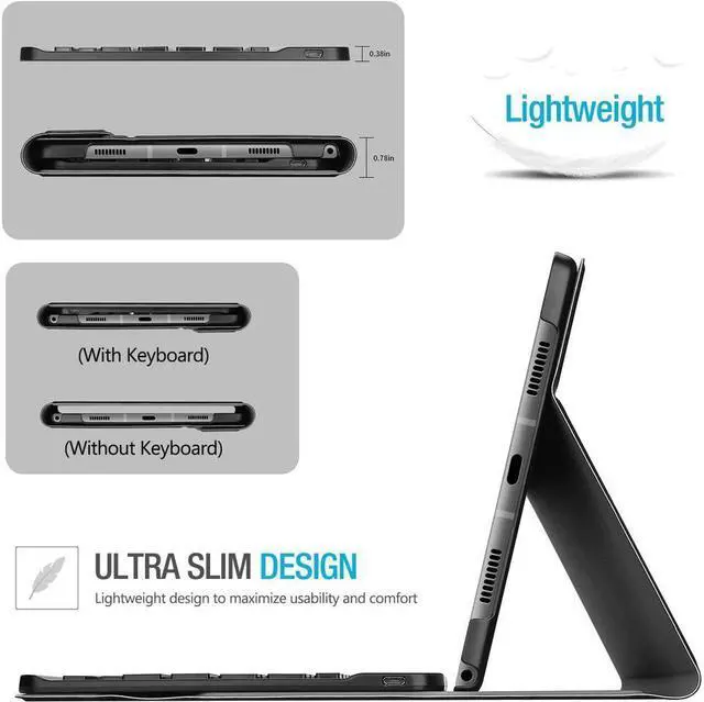 Alt view image 5 of 7 - BONAEVER Keyboard Case for Samsung Galaxy Tab A8 10.5 Inch 2022 SM-X200 X205 X207 Wireless Keyboard Cover with Pencil Holder