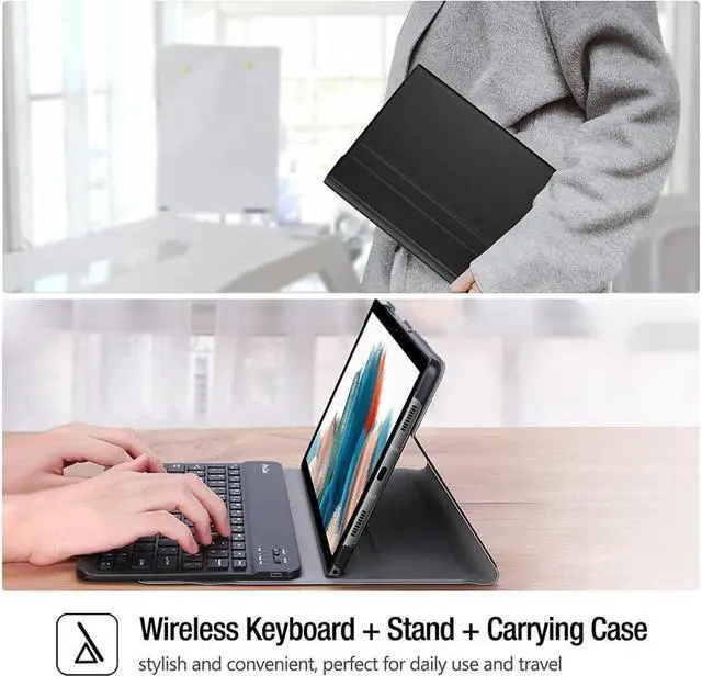 Alt view image 6 of 7 - BONAEVER Keyboard Case for Samsung Galaxy Tab A8 10.5 Inch 2022 SM-X200 X205 X207 Wireless Keyboard Cover with Pencil Holder