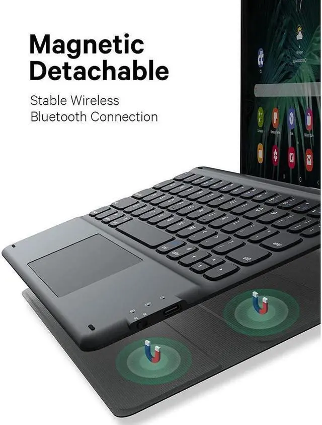 Alt view image 3 of 7 - BONAEVER Touch Keyboard Case for Samsung Galaxy Tab A8 10.5 inch 2022 Model SM-X200/X205/X207 - Wireless Magnetic Trackpad Keyboard Cover with Pen Holder