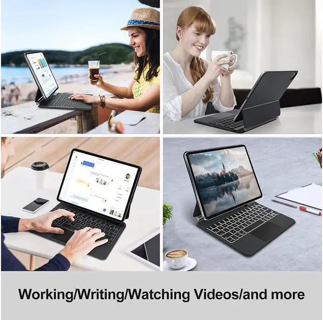 Alt view image 7 of 7 - BONAEVER Magic Keyboard Case for iPad Air 11 Inch M3 M2 2025 2024 iPad Pro 11 Inch 2022 2021 2020 2018 iPad Air 5th 4th Gen 10.9 Wireless Backlit Keyboard Cover with Trackpad