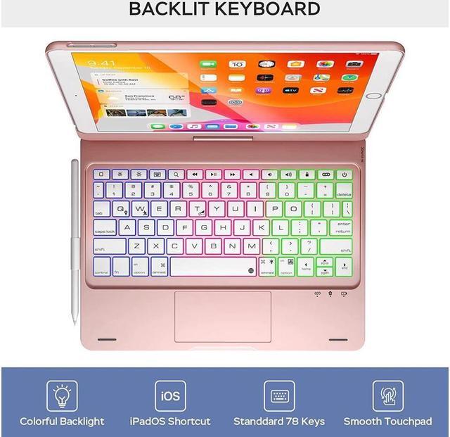 Alt view image 3 of 7 - BONAEVER Case with Keyboard For iPad 9th / 8th / 7th Gen 10.2 inch & iPad Air 3rd Gen / iPad Pro 10.5" Rotatable Multi-Touch Trackpad Backlight & Pencil Holder