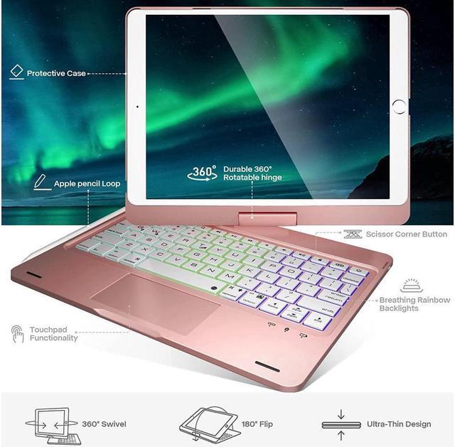 Alt view image 7 of 7 - BONAEVER Case with Keyboard For iPad 9th / 8th / 7th Gen 10.2 inch & iPad Air 3rd Gen / iPad Pro 10.5" Rotatable Multi-Touch Trackpad Backlight & Pencil Holder