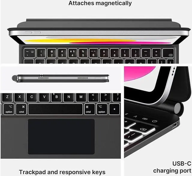 Alt view image 6 of 7 - BONAEVER Magnetic Floating Keyboard Case for iPad (A16) 11th Generation 11 Inch 2025, iPad 10th Generation 10.9 inch 2022 Slim Wireless Bluetooth Keyboard Cover with Multi-Touch Trackpad Backlight