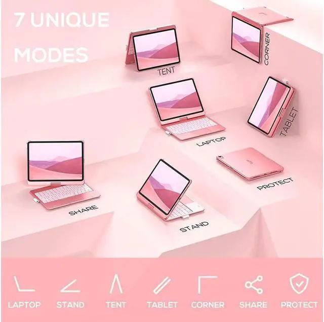 Alt view image 4 of 7 - BONAEVER Touchpad Case with Keyboard for iPad (A16) 11th Generation 11 Inch 2025, iPad 10th Generation 10.9 inch 2022 with Trackpad - 360° Rotatable - Wireless Backlit Keyboard Cover with Pen Holder