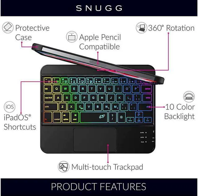 Alt view image 3 of 7 - BONAEVER For iPad Mini 6 Case with Keyboard 7 Color Backlit 360° Rotate Sensitive Touchpad Wireless keyboard Case for iPad Mini 6th Generation 8.3 inch 2021