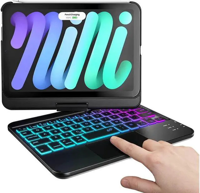 Main image of BONAEVER Touch Wireless Keyboard Case for iPad Mini 6 2021 8.3 inch Touchpad 7 Color Backlit 360 Rotatable Protective Cover For iPad Mini 6th Generation 8.3" 2021