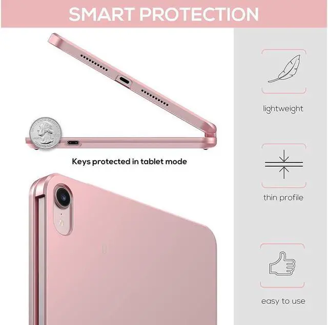 Alt view image 5 of 7 - BONAEVER Touch Wireless Keyboard Case for iPad Mini 6 2021 8.3 inch Touchpad 7 Color Backlit 360 Rotatable Protective Cover For iPad Mini 6th Generation 8.3" 2021