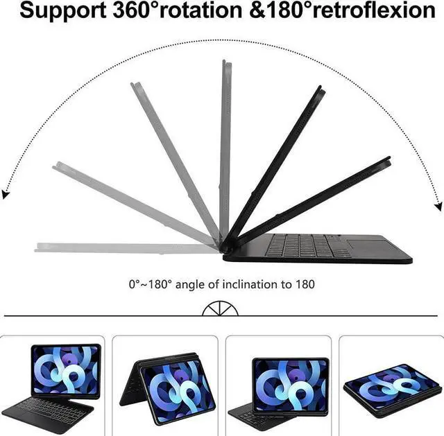 Alt view image 4 of 7 - BONAEVER Wireless Magic Keyboard Case for iPad Air 11 Inch M3 M2 2025 2024 iPad Pro 11 Inch 2022 2021 2020 2018 iPad Air 5th 4th Gen 10.9 with Trackpad