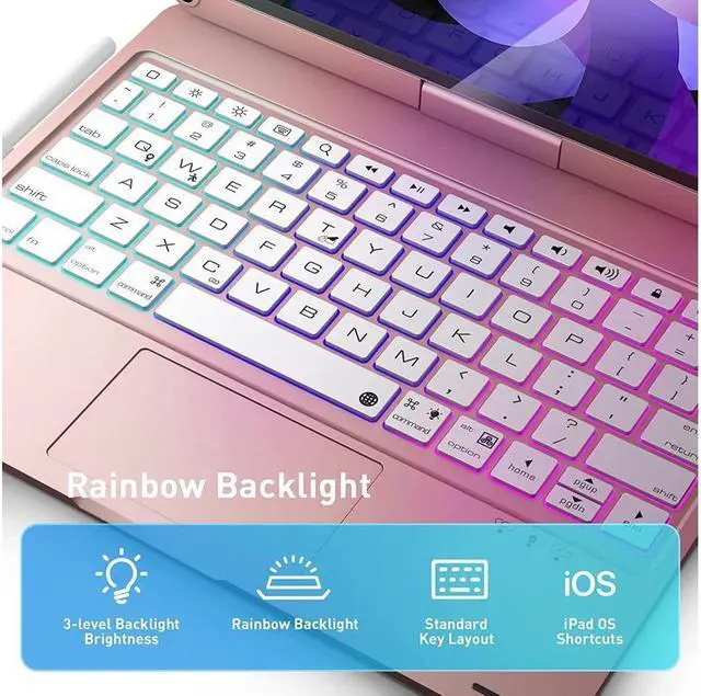 Alt view image 2 of 7 - BONAEVER Wireless Touchpad Keyboard Case For iPad Pro 11 inch 2022 2021 2020/iPad Air 5 10.9 2022/Air 4 10.9 2022 with Pencil Holder 7 Colors Backlit