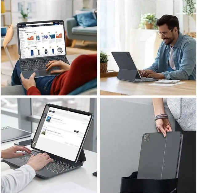 Alt view image 5 of 7 - BONAEVER Magnetic Floating Keyboard Case for iPad Pro 12.9 inch 6th Generation 2022 5th / 4th / 3rd Gen 2021 2020 2018 Slim Keyboard Cover with Trackpad Backlit