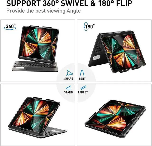Alt view image 4 of 7 - BONAEVER Touchpad Keyboard Case for iPad Pro 12.9 inch 6th Generation 2022 5th Gen 2021 4th Gen 2020 3rd Gen 2018 Backlit Bluetooth Cover with Pencil Holder