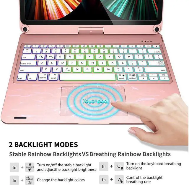 Alt view image 3 of 7 - BONAEVER Touchpad Keyboard Case for iPad Pro 12.9 inch 6th Generation 2022 5th Gen 2021 4th Gen 2020 3rd Gen 2018 Backlit Bluetooth Cover with Pencil Holder