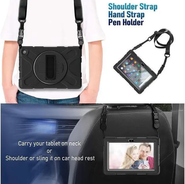 Alt view image 3 of 7 - BONAEVER Case For All New Amazon Fire 7 inch 12th Generation 2022 Released Shockproof Protective Cover With Stand and Strap Shoulder Strap