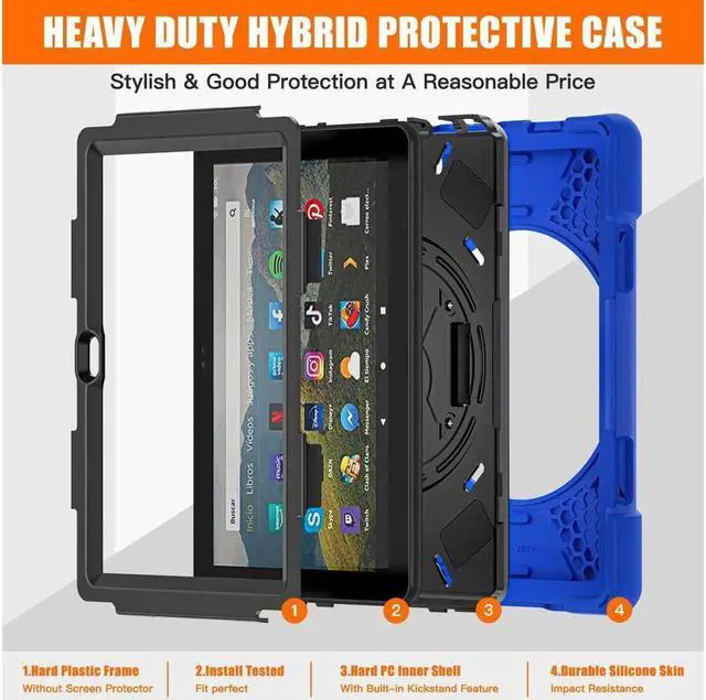 Alt view image 6 of 7 - BONAEVER All New Amazon Fire HD 8 / Fire HD 8 Plus Case - 12th Generation 2022 Shockproof Protective Cover With Stand and Strap Shoulder Strap
