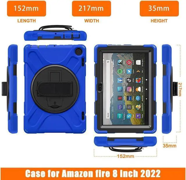 Alt view image 7 of 7 - BONAEVER All New Amazon Fire HD 8 / Fire HD 8 Plus Case - 12th Generation 2022 Shockproof Protective Cover With Stand and Strap Shoulder Strap