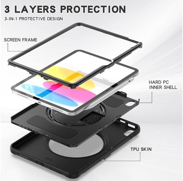 Alt view image 5 of 7 - BONAEVER Case for iPad (A16) 11th Generation 11 Inch 2025, iPad 10th Generation 10.9 inch 2022 with Pencil Holder 360° Swivel Stand and Strap Shockproof Rugged Protective Cover