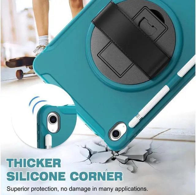 Alt view image 2 of 7 - BONAEVER Case for iPad (A16) 11th Generation 11 Inch 2025, iPad 10th Generation 10.9 inch 2022 with Pencil Holder 360° Swivel Stand and Strap Shockproof Rugged Protective Cover