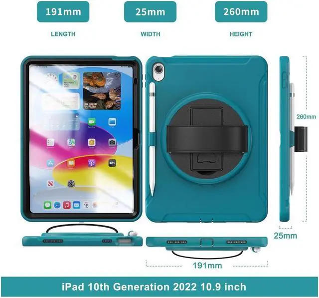 Alt view image 6 of 7 - BONAEVER Case for iPad (A16) 11th Generation 11 Inch 2025, iPad 10th Generation 10.9 inch 2022 with Pencil Holder 360° Swivel Stand and Strap Shockproof Rugged Protective Cover