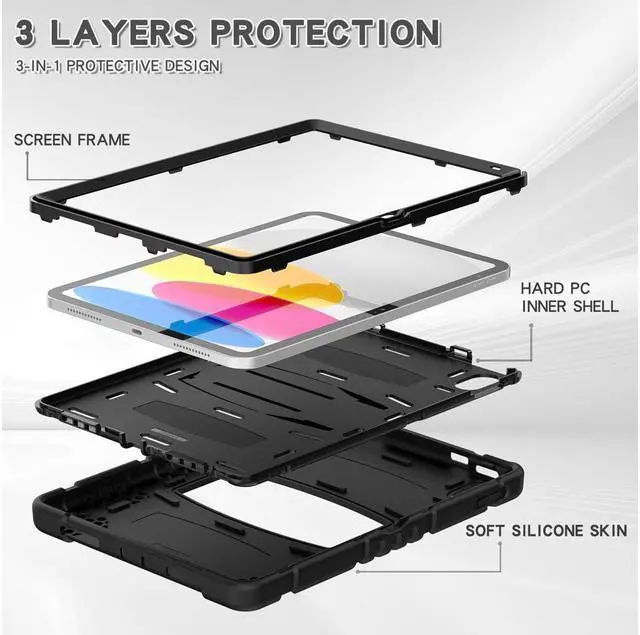 Alt view image 5 of 7 - BONAEVER Case for iPad (A16) 11th Generation 11 Inch 2025, iPad 10th Generation 10.9 inch 2022 Multi-Angle Viewing Shockproof Rugged Protective Cover with Stand