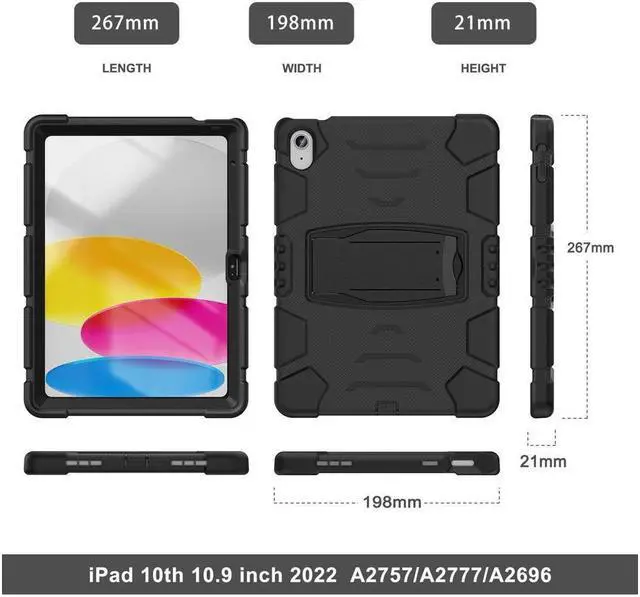 Alt view image 7 of 7 - BONAEVER Case for iPad (A16) 11th Generation 11 Inch 2025, iPad 10th Generation 10.9 inch 2022 Multi-Angle Viewing Shockproof Rugged Protective Cover with Stand