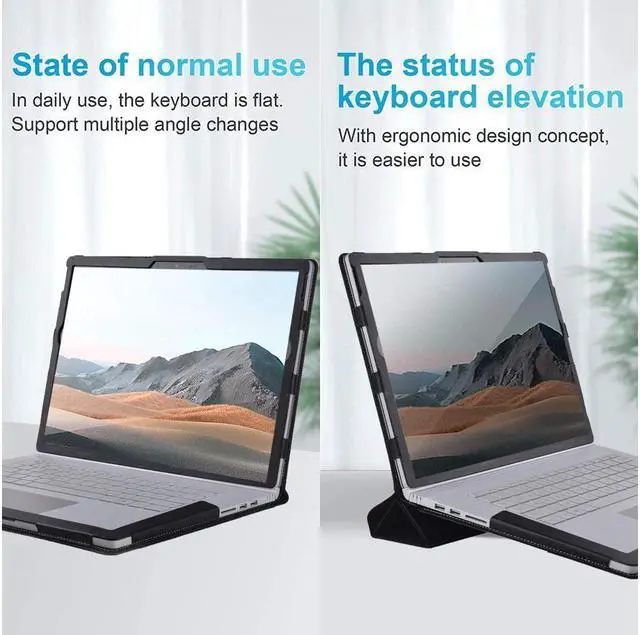 Alt view image 4 of 7 - BONAEVER Case for 15 inch Microsoft Surface Book 3 / Surface Book 2 / Surface Book 1 PU Leather Folio Protective Laptop Cover with Stand Pencil Holder