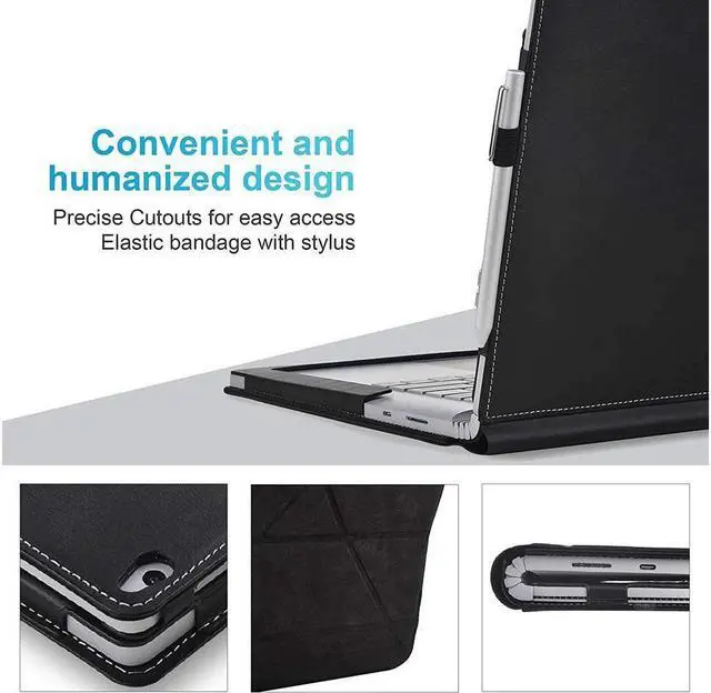 Alt view image 7 of 7 - BONAEVER Case for 15 inch Microsoft Surface Book 3 / Surface Book 2 / Surface Book 1 PU Leather Folio Protective Laptop Cover with Stand Pencil Holder