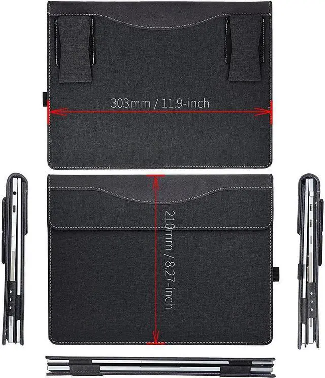 Alt view image 5 of 7 - BONAEVER Sleeve Case for Samsung Galaxy Book Flex 13.3 inch NP930QCG / Samsung Galaxy Chromebook 13 XE930QCA - PU Leather Portfolio Book Cover with Stand Black