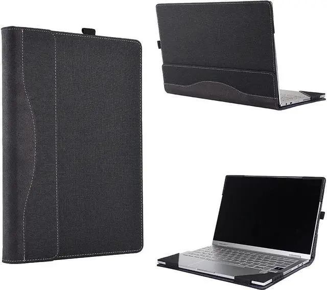 Alt view image 4 of 7 - BONAEVER Sleeve Case for Samsung Galaxy Book Flex 13.3 inch NP930QCG / Samsung Galaxy Chromebook 13 XE930QCA - PU Leather Portfolio Book Cover with Stand Black