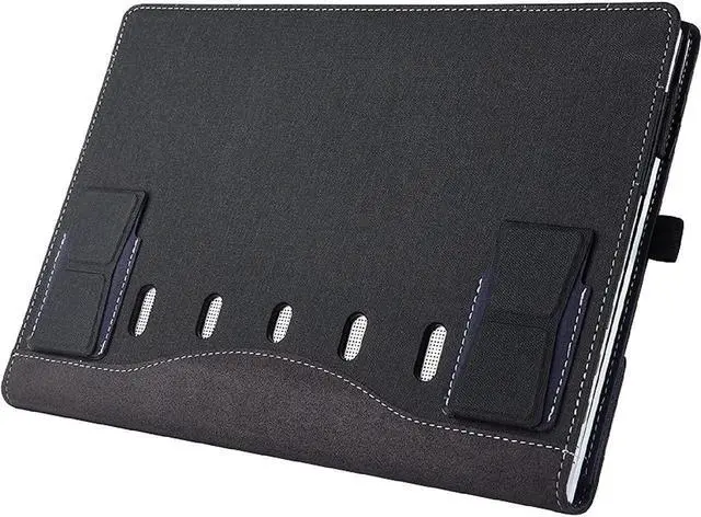 Alt view image 7 of 7 - BONAEVER Sleeve Case for Samsung Galaxy Book Flex 13.3 inch NP930QCG / Samsung Galaxy Chromebook 13 XE930QCA - PU Leather Portfolio Book Cover with Stand Black