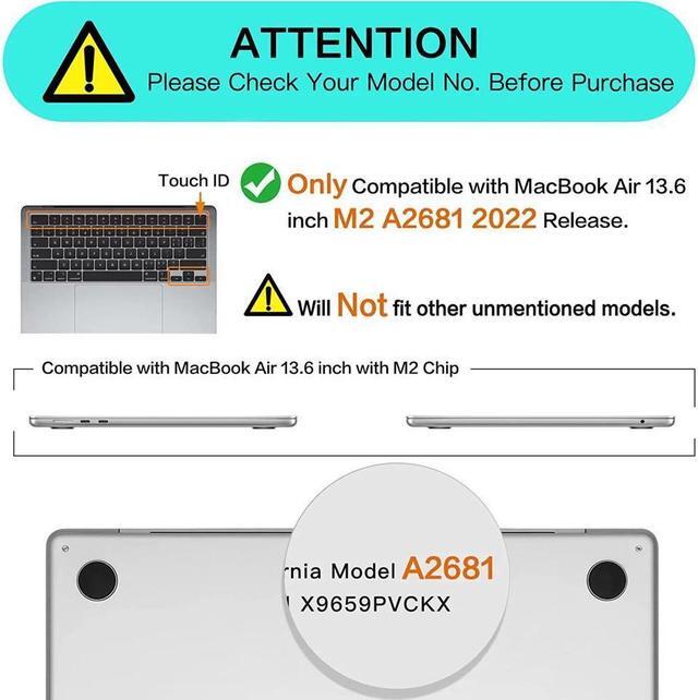 Alt view image 2 of 6 - BONAEVER For MacBook Air 13 inch Case 2025 2024 2023 2022 M4 A3240 M3 A3113 M2 A2681, Protective Plastic Hard Shell Case & Keyboard Cover