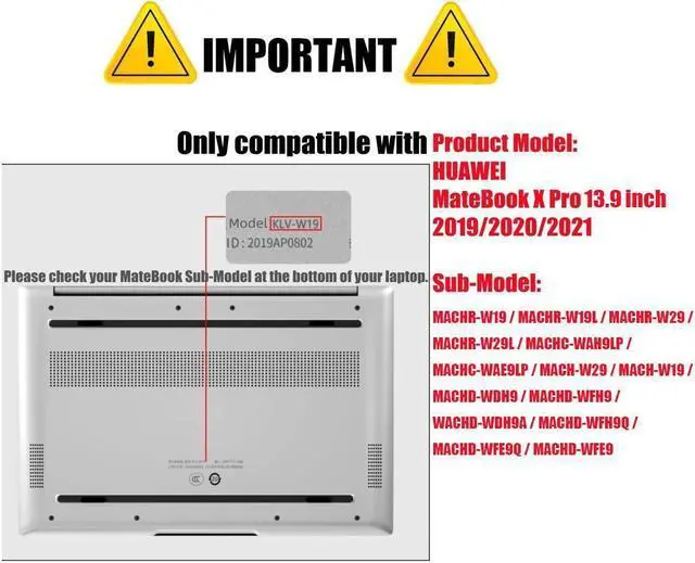 Alt view image 2 of 7 - BONAEVER For Huawei MateBook X Pro 13.9 inch 2019 2020 2021 Matte Laptop Protective Hard Shell Case for Huawei Mate Book X Pro 13.9 inch with Keyboard Cover Skin